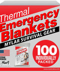 Emergency Blanket 100 Pack Reflective Thermal Mylar Blankets For Survival Gear And First Aid Kits Retains Up To 90 Percent Body Heat