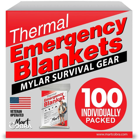 Emergency Blanket 100 Pack Reflective Thermal Mylar Blankets For Survival Gear And First Aid Kits Retains Up To 90 Percent Body Heat