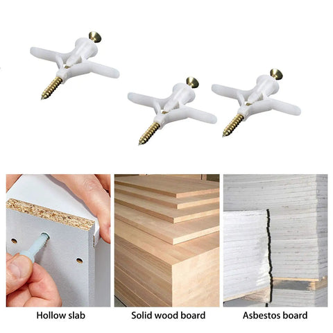 Heavy Duty Drywall Anchor Kit With Self Drilling Wall Plugs And Screws 8mm M8 White 50 Pieces Holds Up To 40 Lbs For Gypsum Board Decor Panels
