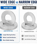 Wide edge vs narrow edge Double Layer Self Locking Washers That Keep Bolts Tight Under Vibration Belleville Style Locking Fasteners For Automotive Industrial Machinery Construction Equipment And Maintenance 1 Inch Stainless Steel Or Dacromet Coated