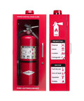 Red Wall Mount Fire Extinguisher Cabinet With Alarm And Lock And Clear Acrylic Break Glass Window Durable Metal Box That Fits 2.5 5 And 10 Pound Extinguishers For Quick Access Safety