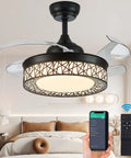 42 Inch Retractable Ceiling Fan With Dimmable Lights And App Remote Control For Bedroom Living Room And Bathroom Noiseless 6 Speeds