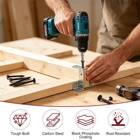 Person using No Brainer Number 6 Drywall Screw Assortment Kit Packing 165 Pieces for quick home fixes with a power drill.