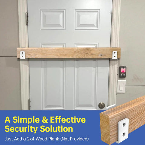 Installed Built Tough Heavy Duty 2x4 Door Barricade Brackets U Shaped Security Brackets For Wood Sheds Gates And Basement Doors 2x4 Lumber Lock Rust Resistant Steel White on door