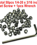 50 Piece Set Screws One Quarter Twenty By Three Sixteenths Inch 304 Stainless Steel Allen Head Hex Socket Grub Screws With Allen Wrench