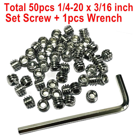 50 Piece Set Screws One Quarter Twenty By Three Sixteenths Inch 304 Stainless Steel Allen Head Hex Socket Grub Screws With Allen Wrench