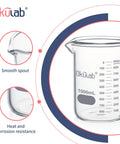 Heavy-Duty Glass Beaker 1000mL Thick-Walled 3.3 Borosilicate With Dual Scale Graduation, clear glass, smooth spout detail