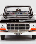 Front view of Ford F150 1 24 Diecast Collectible Model Truck Black With Opening Doors And Detailed Interior Slick Premium Rubber Tires
