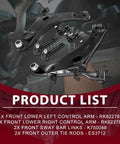 Front Control Arms Kit With Sway Bar Links And Tie Rod Ends Fits Subaru Forester 2009 To 2013 Complete Suspension Upgrade For Your Ride. front lower control arms, sway links, and tie rod ends laid out