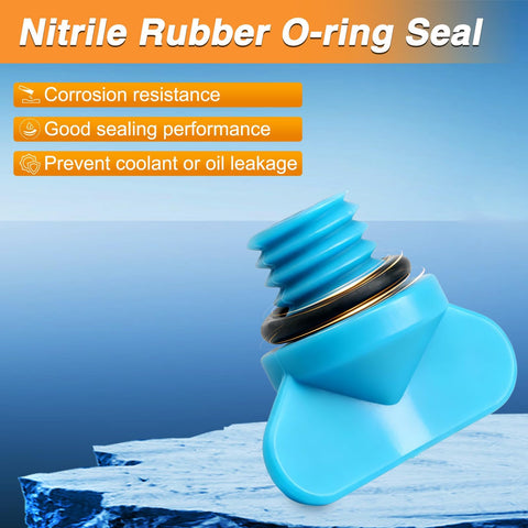 Marine Engine Block Drain Plug Kit For Mercruiser Mercury Marine Engines, blue plug with nitrile O-ring visible.