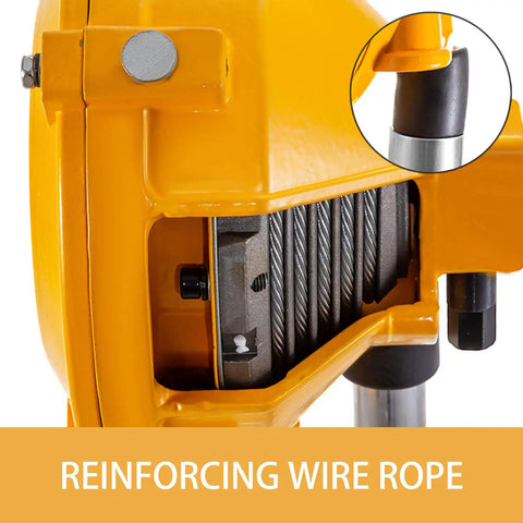 Close-up of Heavy Duty Spring Balancer Tool Holder Retractable 11 To 19 Lbs 5 To 9 Kg with wire rope and durable yellow finish