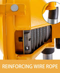 Close-up of Built Tough Heavy Duty Spring Balancer 33-49 Lbs 15-22 Kg showing wire rope and yellow casing for workshops.