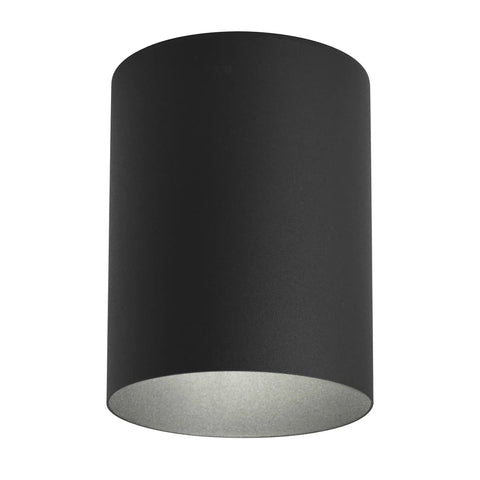 Five Inch Cylinder Outdoor Ceiling Light Modern Flush Mount One Light Aluminum Fixture For Indoor And Outdoor Use Black Finish