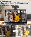 Next Gen 4K Webcam With Built In Mic For PC Streaming And Video Calls showing live video call with low light correction.
