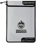 Two Pocket Fireproof Document Bag 2000 Degree Waterproof Money Bag for Cash and Important Papers, 15 by 11 Inch Zipper Organizer