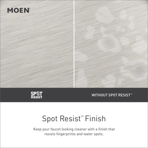Comparison of Spot Resist and non-Spot Resist finishes on metal surface.