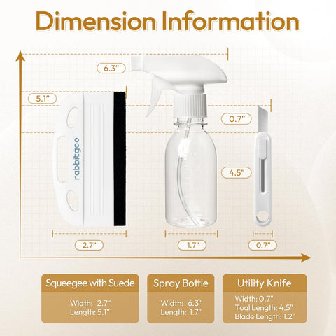 Dimensions of All In One Window Tint Kit For Easy Car Tinting With A Suede Squeegee Utility Knife And 120ml Spray Bottle Included