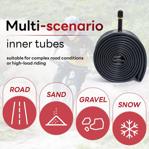 Heavy Duty 24x2.1-2.4 Inner Tube With Schrader Valve for mountain bikes and city cruisers, suitable for road and off-road conditions