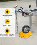 Built Tough Wheel Dock With Rope For Trailer Tongue Jack And Heavy Duty Wheel Dock For Single 6 Inch Or 8 Inch And Dual 6 Inch Casters used on trailer