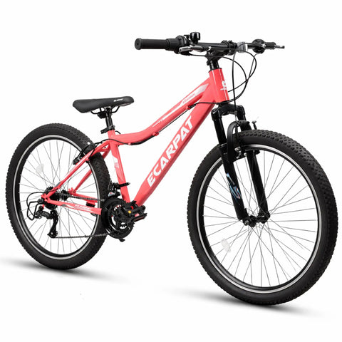 24 Inch Female Mountain Bike With Dual V Brakes 21 Speed Shifter High Carbon Frame And Front Suspension Fork Ride Ready Women’s Sport Bicycle For