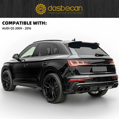 Audi Q5 2009-2016 rear view showcasing left driver side rear bumper tail light fog lamp replacement with clear red lens