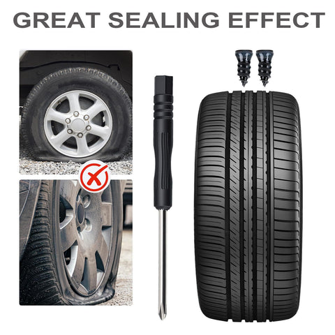 Image showing 60Pcs Tire Repair Kit With Self Service Rubber Nails And Screws Includes Screwdriver For Quick Emergency Flat Tire Fixes.