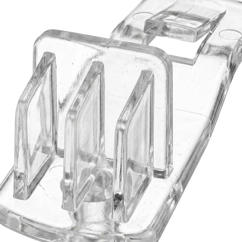 Clear plastic peg from 24 Pack Locking Shelf Pins With Anti Slip Grooves, Curved Long Rectangular Shelf Supports