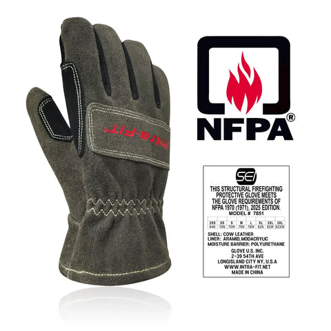 NFPA 1971 Certified Fire Fighter Glove With 2D Curved Fingers, Heavy Duty Heat And Flame Resistance for structural firefighting