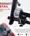 Steel Bicycle Trainer Stand With Fluid Magnetic Resistance For Indoor Cycling, detailed close-up of fluid mechanism in black