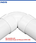 PVC 3-Inch 90-Degree Elbow Fitting Hub To Hub Solvent Weld Connector For Sewer And Drain Pipes White Plastic