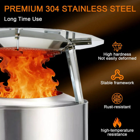 Heat Deflector For 19.5 Inch Bonfire Fire Pit With Stainless Steel Diffuser And Easy Grip Handles, camping accessory.