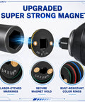 Upgrade Your Garage With This Slick Low Profile Impact Socket Adapter Set, Including 4 Essential Pieces for Fast Drive Size Swaps from Quarter Inch To Full Inch For Serious DIY And Pro Mechanic Jobs. black magnetic socket adapter with laser etched markings and color rings