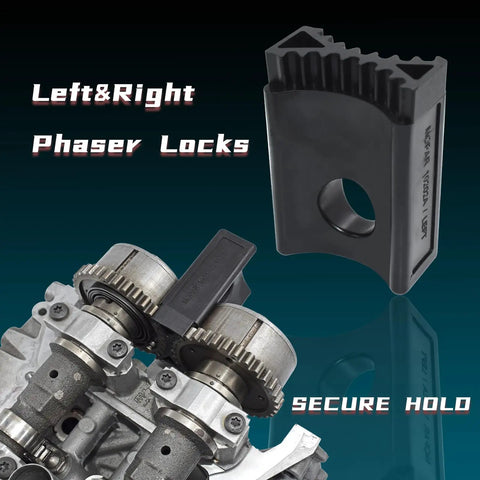 3.6L Pentastar Timing Tool Kit For Camshaft Holding And Chain Lock Pro Grade Easy Install Glass Fiber Nylon Build Compatible With VW Chrysler Jeep Ram Dodge Grand Cherokee Wrangler Phaser Timing Tool Replacement 10200A 10202A 10369A showing left and right phaser locks with secure hold feature.