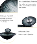 USZWBY 18'' Tempered Glass Vessel Sink,Starlight Design artistic above counter bowl with waterfall faucet feature, self-cleaning surface.