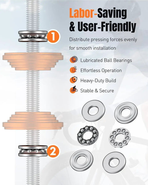 Diagram of Beefy Pro Grade Bike Headset Press Tool For One And One Eighth Inch Systems showing parts and features.