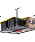 Heavy Duty Steel Ceiling Storage Rack With Wire Deck 47W X 28H X 47D Silver Vein Finish holding storage boxes in garage