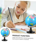 Child learning with Large Desktop World Globe With Stand For Adults High Definition Geographic Tabletop Globe nearby on desk.