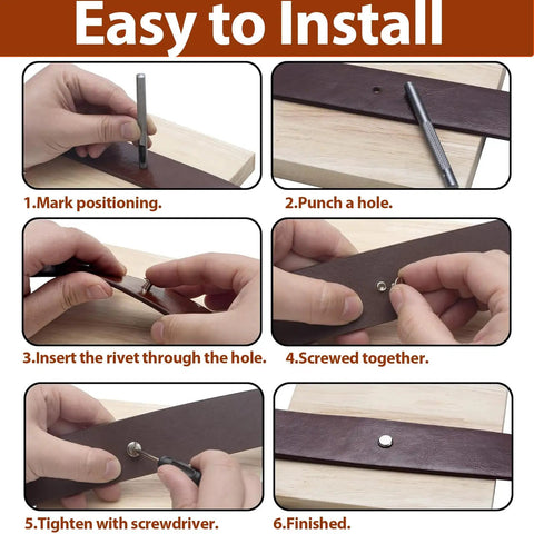 Hella Tough Chicago Screws Kit With 120 Sets Of Versatile Leather Rivets Includes Two Solid Install Tools installation steps visual guide