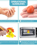 Ultimate Polymer Clay Starter Kit With 50 Vibrant Colors, Oven instructions for kids: washing hands, kneading, sculpting, baking.