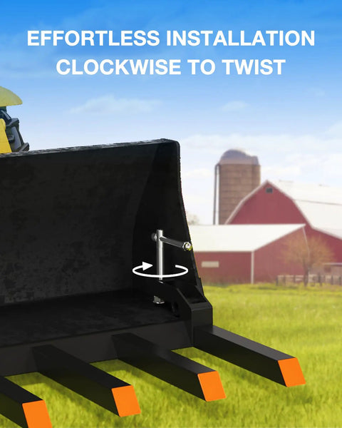 48 Inch Clamp On Debris Forks For Tractors And Skid Steers 2500 Lbs Heavy Duty Pallet Forks installation guide with barn