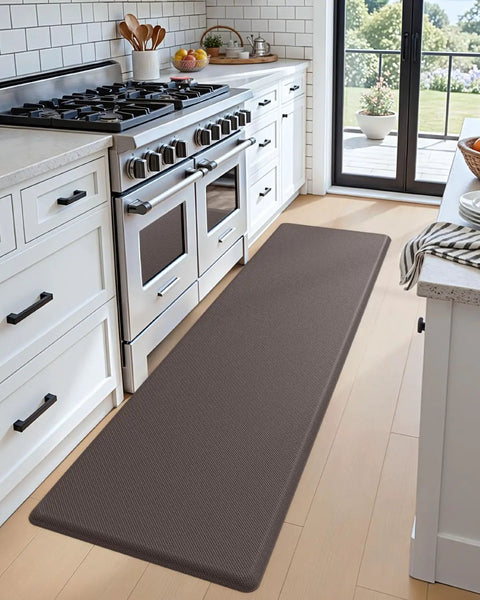 Kitchen with brown Extra Long Anti Fatigue Kitchen Mat Cushioned Memory Foam Runner Rug 70 By 20 Inches Waterproof Non Slip Backing