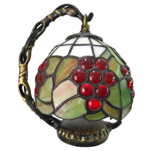 Grapes Tiffany Style Stained Glass Mini Table Lamp Night Light For Bedside And Living Room, 7 Inch Tall handcrafted design