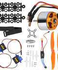 Rad RC Fixed Wing Upgrade Pack Featuring 2212 1400KV Brushless Outrunner Motor With 30A Electronic Speed Controller XT60 Port 9G Micro Servo And Matching Propellers components including motor, servos, and propellers.