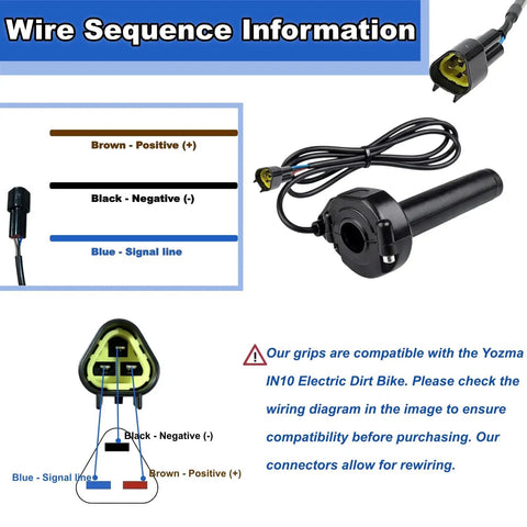 IN10 Electric Dirt Bike Twist Throttle Kit With Grips And Rolling Bearing Full Twist Throttle Cable Assembly wiring diagram