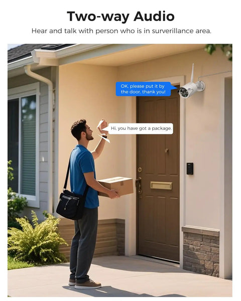 Person interacting with 4K Ultra HD Security Camera System With 10 Inch Touch Screen NVR And Four 8MP Outdoor Cameras, Two Way Audio
