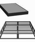 Heavy Duty King Box Spring With Thick Fabric Cover And Reinforced Steel Frame Low Profile Bed Base showing the frame and top cover.