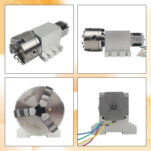 Rotational 4th Axis Rotary Table With K11 100mm 3 Jaw Chuck Dividing Head Gapless Harmonic Gearbox Reducer 50 To 1 65mm Tailstock Ideal For CNC Router Engraving And Milling Machines
