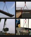 Kick Butt Heavy Duty Chain Lifting Sling 4 Leg 3 Ton 6614 Lbs Capacity Self Locking Hook lifting construction beams outdoors.