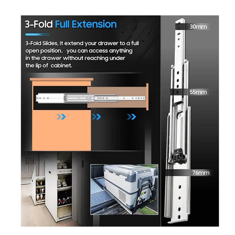 Top Shelf Heavy Duty Drawer Slides, 500 Pound Load Rating, Full Extension Ball Bearing Cabinet Runners, Built Like A Tank 68 Inch Steel Guide Rails for easy access.