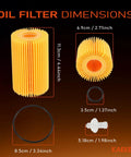 Oil filter dimensions for 10 Piece Engine Oil Filter Kit Fits Toyota 4Runner 2010-2024 Tundra 2011-2014 FJ Cruiser 2010-2014